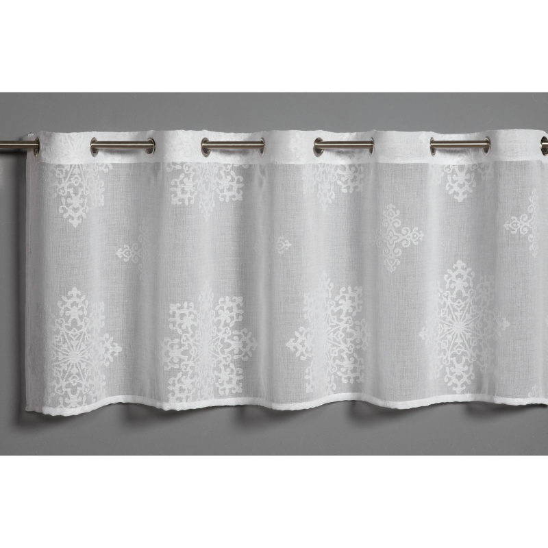 Bennetti Vitrážová záclona s otvory, ornamenty, bílá 135 x 45 cm