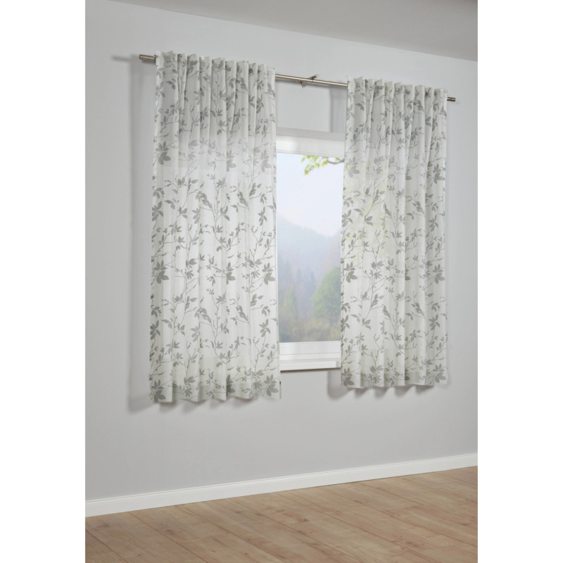 Bennetti Závěs se skrytými poutky, větve, stříbrnošedá, 175 x 140 cm