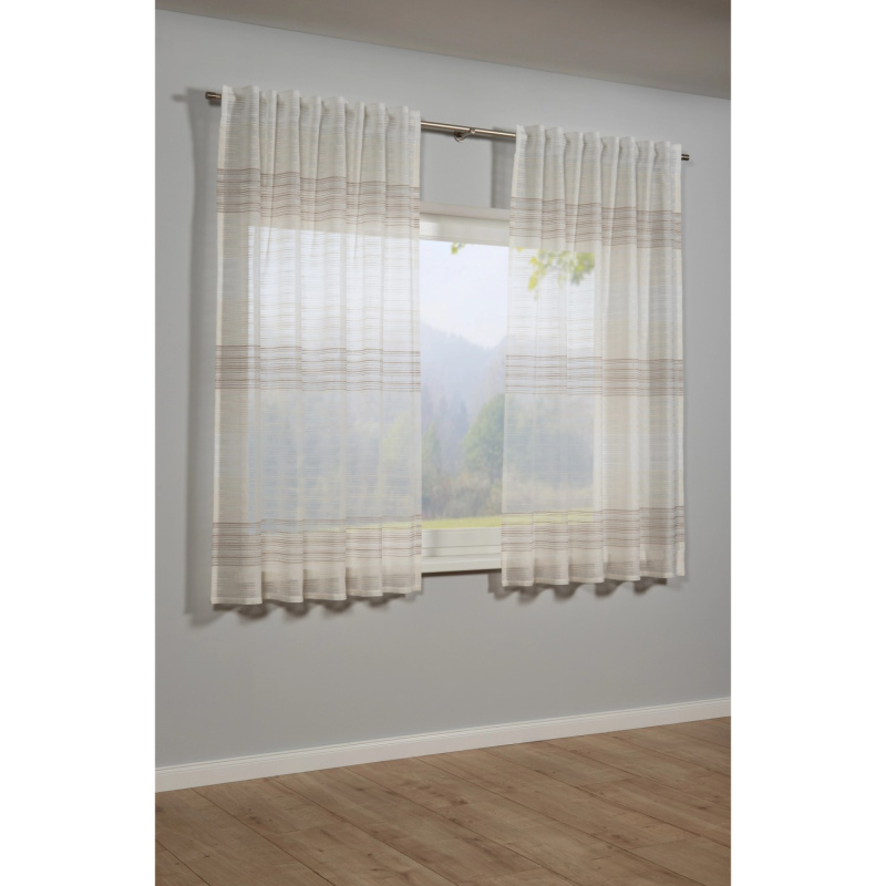 Bennetti Záclona se skrytými poutky s pruhy, béžová, 175 x 140 cm