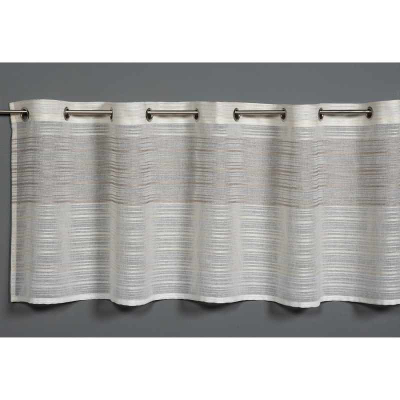 Sehlbach Vitrážová záclona s otvory, tkané pruhy, béžová, 140 x 45 cm