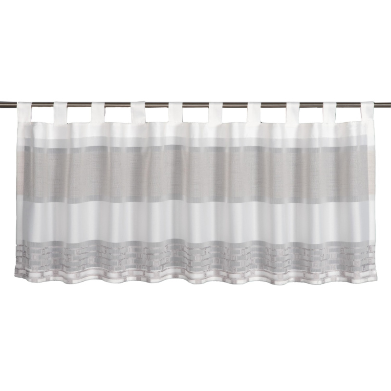 Sehlbach Vitrážová záclona s poutky, žakárové pruhy, taupe, 140 x 45 cm