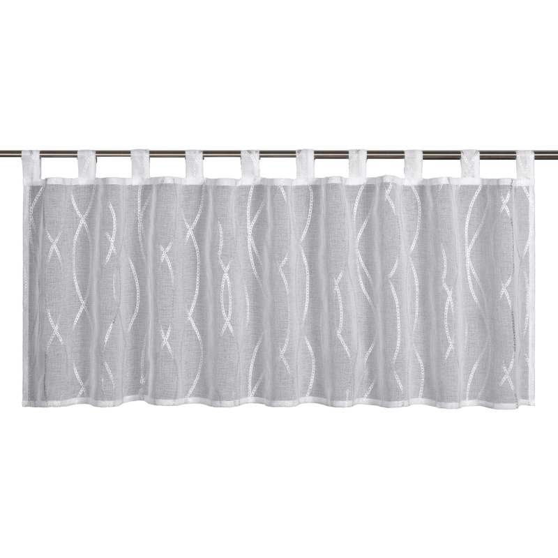 Sehlbach Vitrážová záclona s poutky, Silver Chains, bílá, 135 x 45 cm