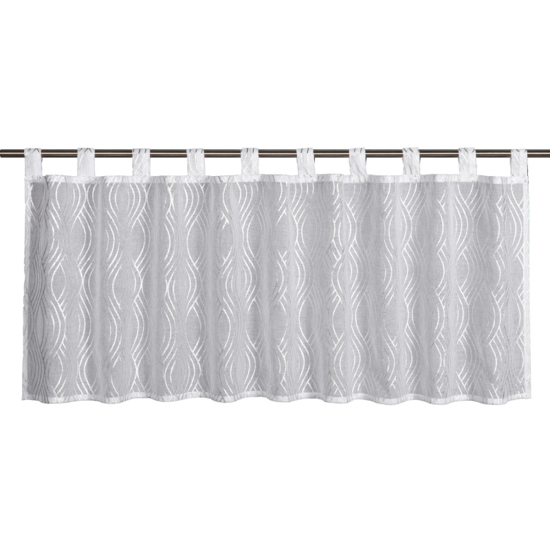 Sehlbach Vitrážová záclona s poutky, Silver Waves, bílá, 135 x 45 cm