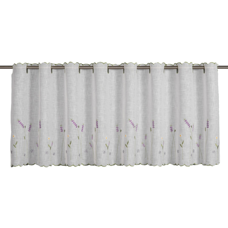 Sehlbach Vitrážová záclona s průchodem, levandulová louka, fialová, 135 x 45 cm