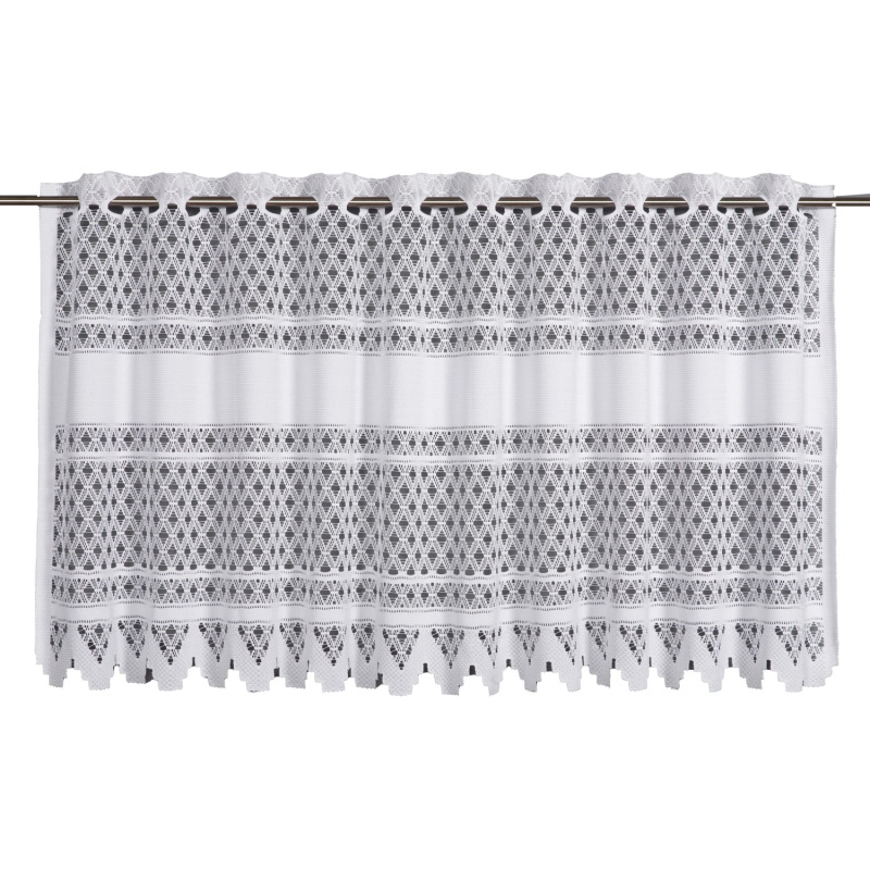 Sehlbach Vitrážová záclona se skrytými poutky, krajka, bílá, 140 x 60 cm