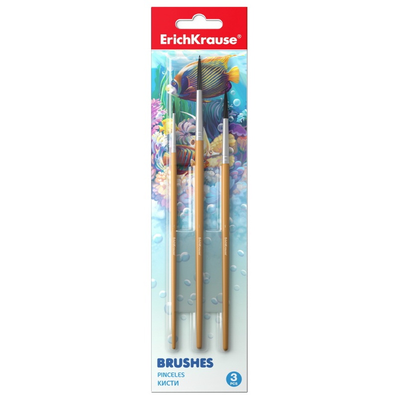 Štětce kulaté sada (3ks) přírodní vlas - veverka