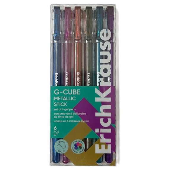 Gelové pero Erich Krause sada (6ks) metalické