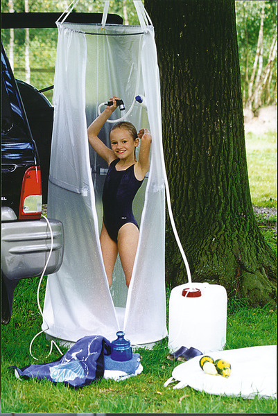 Cestovní kulatá sprcha s vaničkou, průměr 70 cm