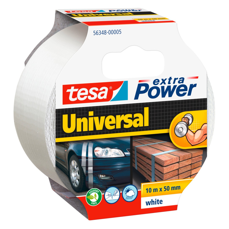 tesa Univerzální textilní opravná páska Extra Power Universal, bílá, 10 m x 50mm