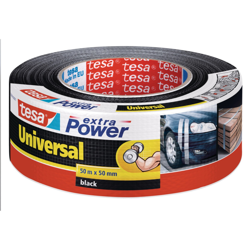 tesa Textilní opravná páska Extra Power Universal, černá, 50 m x 50 mm