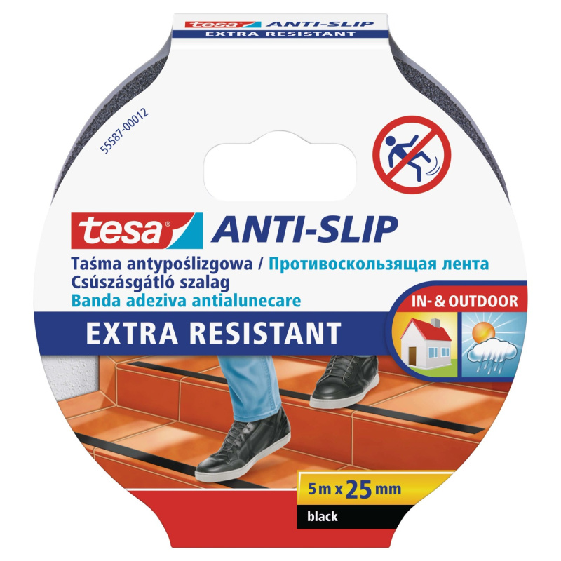tesa Protiskluzová páska extra odolná, černá, 5 m x 25 mm