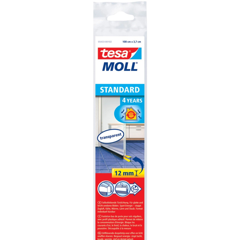 tesa Kartáčová těsnicí lišta pod dveře tesamoll STANDARD, transp., 1 m x 37 mm