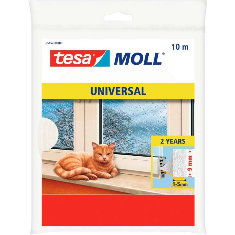 tesa Pěnové těsnění pro dveře a okna tesamoll UNIVERSAL, bílá, 10 m x 9 x 6 mm