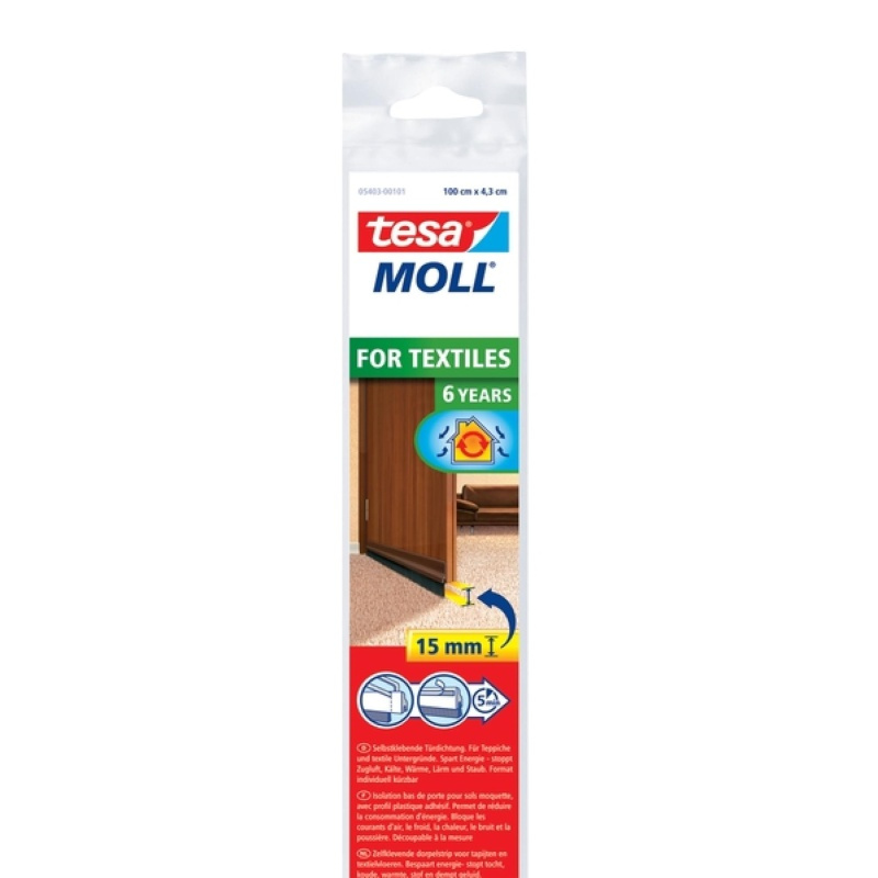 tesa Kartáčová lišta pod dveře tesamoll STANDARD na koberce, hnědá, 1 m x 43 mm