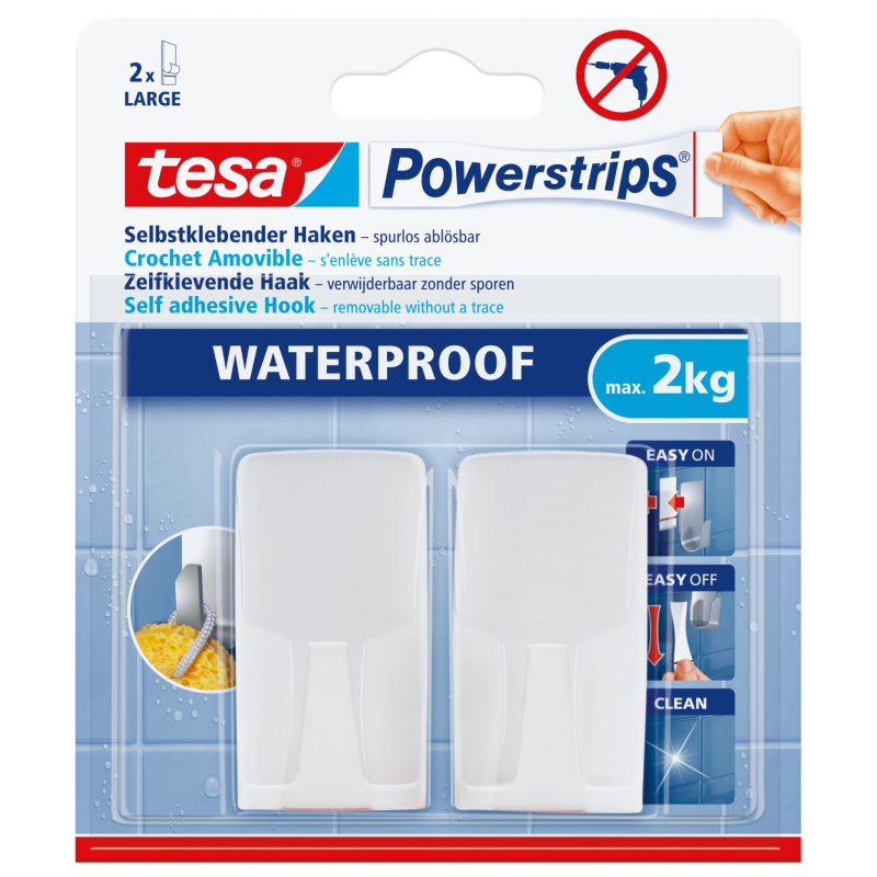 tesa Samolepicí háčky Powerstrips Waterproof, bílé, 2 ks