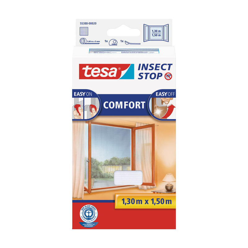 Tesa® Insect Stop Síť proti hmyzu COMFORT do oken – bílá 1,3 × 1,5 m