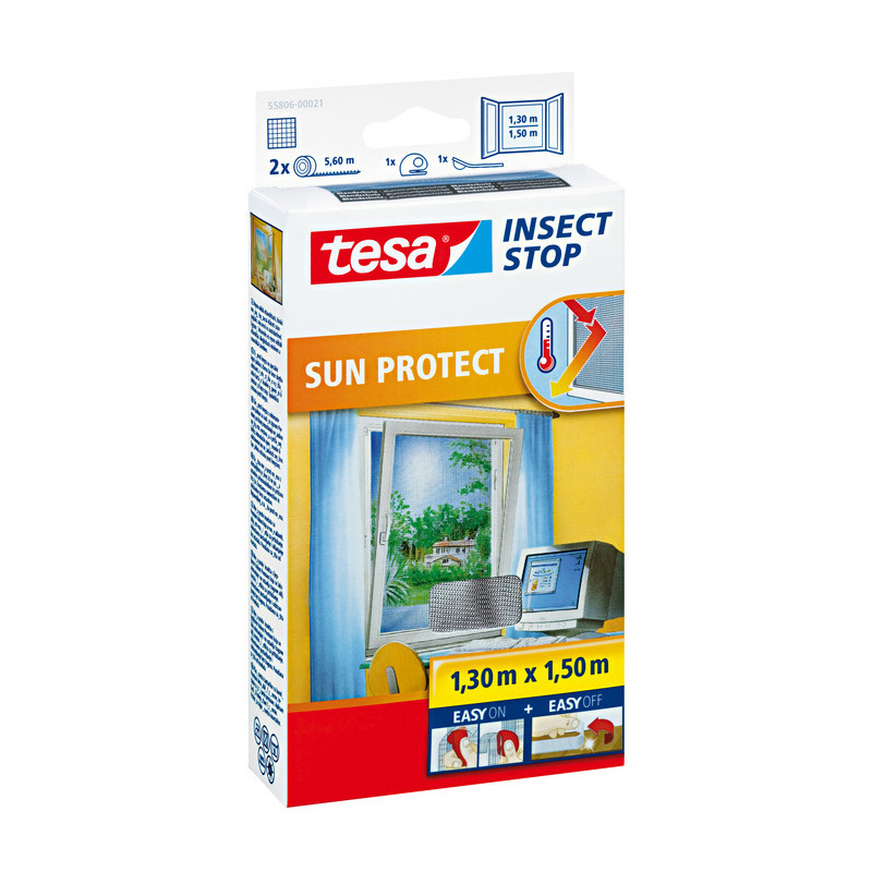 Tesa® Insect Stop Síť proti hmyzu do oken se sluneční ochranou – 1,3 × 1,5 m, 55806-00021-00