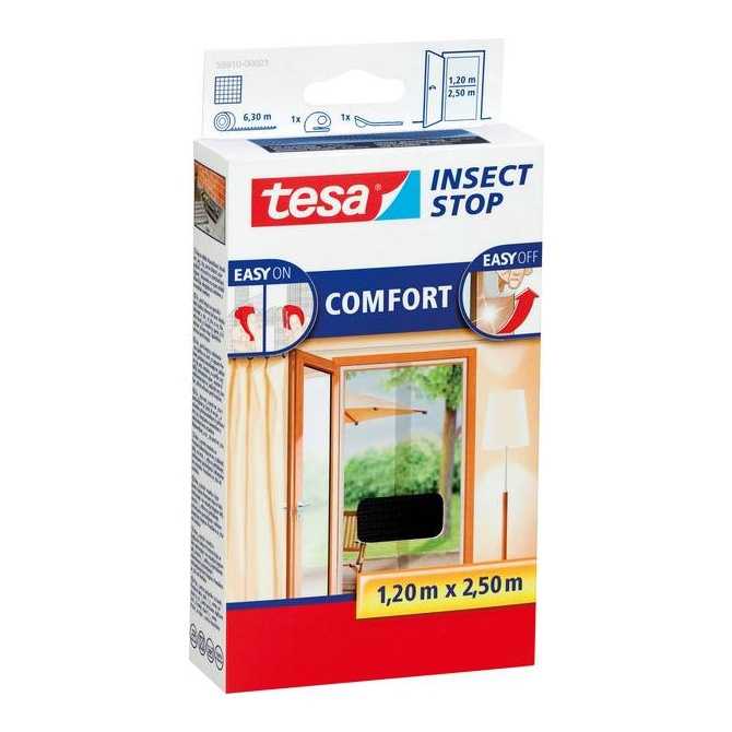 Tesa® Insect Stop Síť proti hmyzu COMFORT do dveří – antracitová 2 × 0,65 × 2,5 m, 55910-00021-00