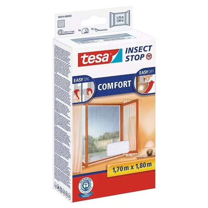 Tesa® Insect Stop Síť proti hmyzu COMFORT do oken – bílá 1,7 × 1,8 m