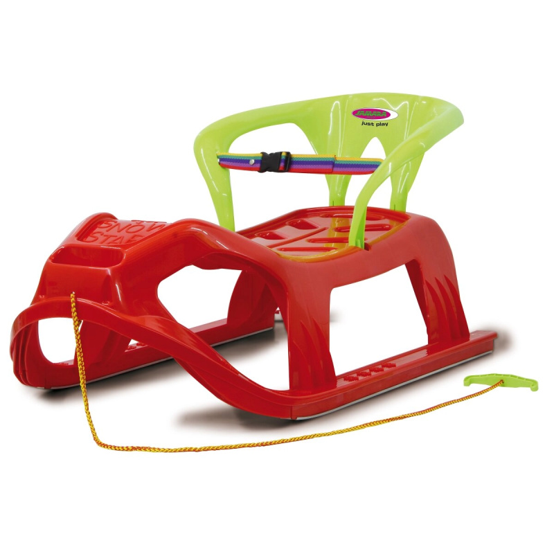 Snow Play dětské plastové sáňky Snow Star 90 cm červené s opěrkou