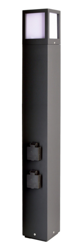 DEKOLIGHT Venkovní sloupek Facado hranatý se zásuvkami, 100 cm, 1xE27, 20W, IP65