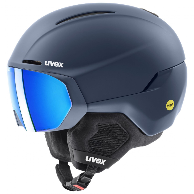 Uvex Horizon CV MIPS Visor, lyžařská helma s štítem, modrá