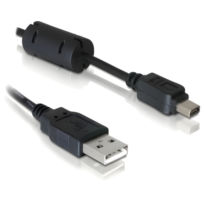 DELOCK USB 2.0 - miniUSB 12pin - alternativa Olympus CB-USB6, CB-USB8 1m, černý