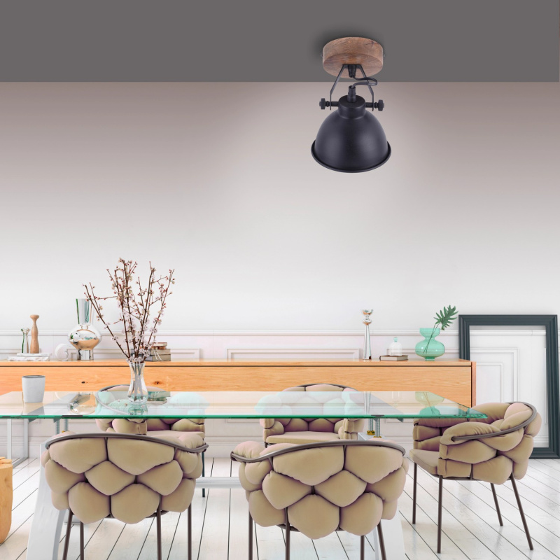 Just Light. Nástěnné/stropní svítidlo Samia 1bodové, černá, 16,5 x 15 cm