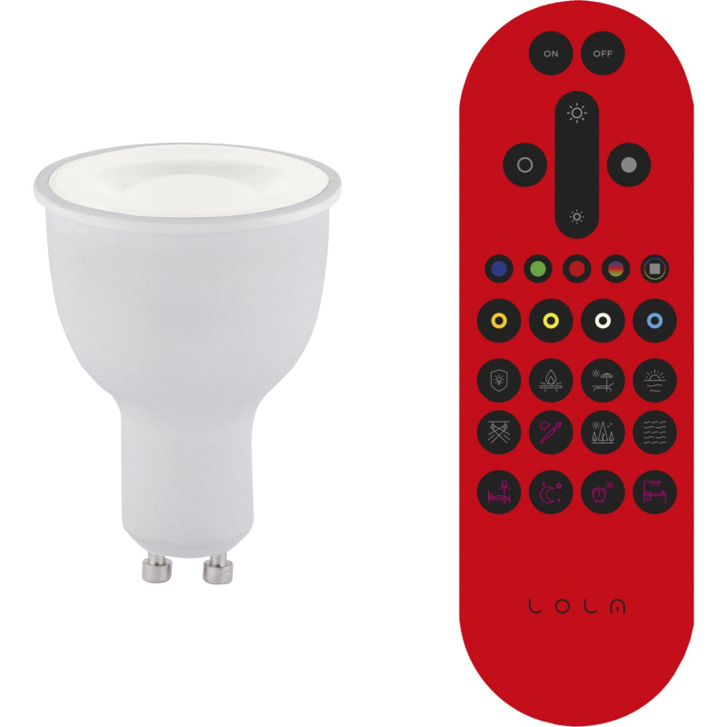 Just Light. Chytrá LED žárovka Lola, GU10, RGB+2700-5000K, 350 lm, + ovl.