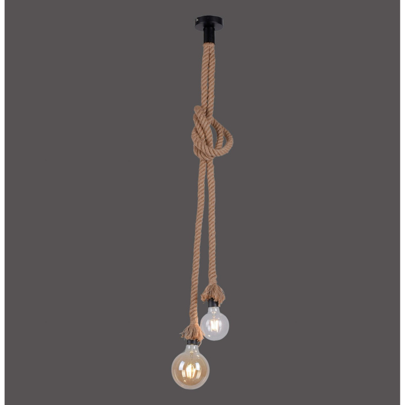 Just Light. Závěsné svítidlo Rope 2bodové, přírodní/černá, pr. 10 x 155 cm