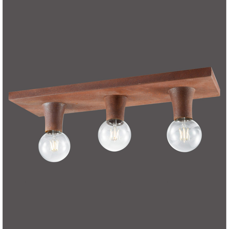 Just Light. Stropní svítidlo Turn Me, 3xE27, rezavá, 60 x 20 x 11 cm