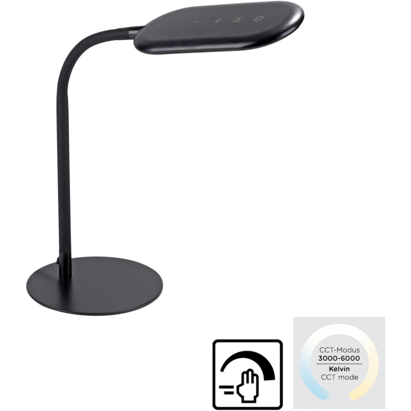 Just Light. Stolní LED lampa Kelly, 7W, 1180lm, 3000-6000K, černá, 39 x 59,5 cm