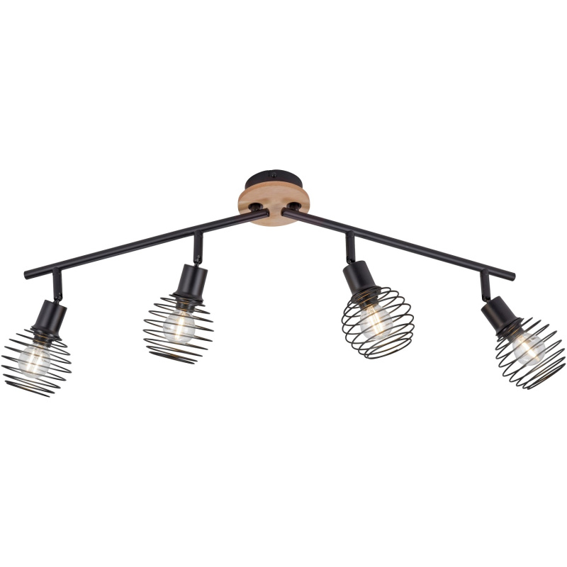 Just Light. Bodové stropní svítidlo Eugen, 4xE14, kov/dřevo, 24 x 87 x 92 cm