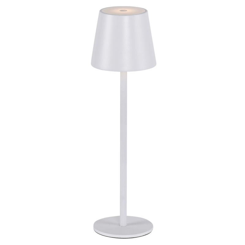 Just Light. Nabíjecí stolní LED lampa Euria IP54 bílá pr. 11 x 37 cm