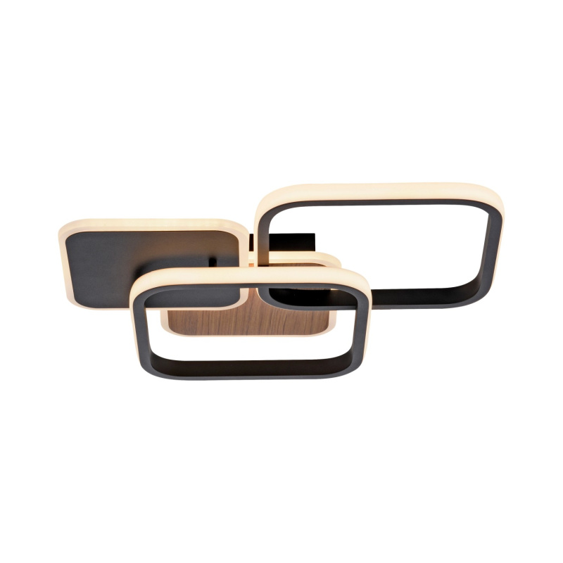 Just Light Stropní LED svítidlo Sevent, 36W, 4700lm, dekor dřeva, 39,4 x 46 cm