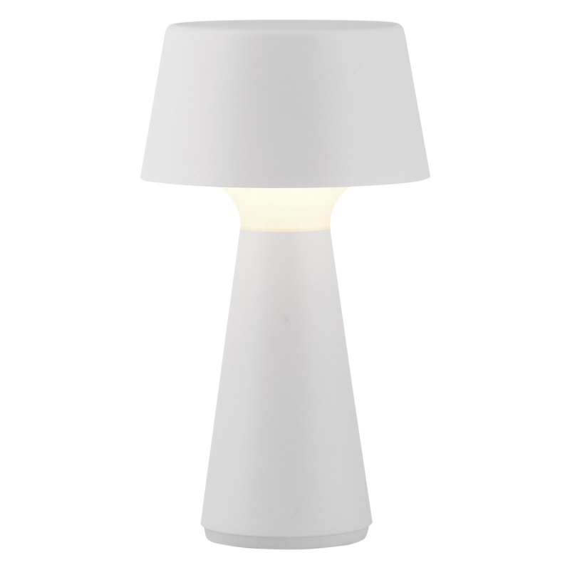 Just Light. Nabíjecí stolní LED lampa Abera IP54 bílá pr. 16 x 28,9 cm
