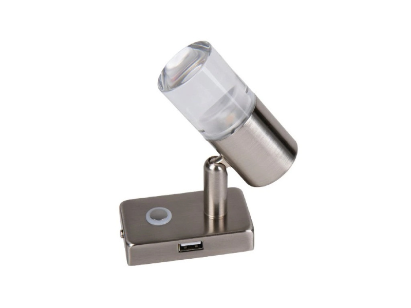 REIMO 12V LED bodové světlo s dotykovým spínačem, 1x USB-C, kartáčovaný nikl