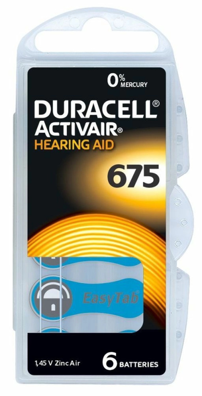 Duracell Activair DA 675 baterie do naslouchátka 6ks 4043752174649