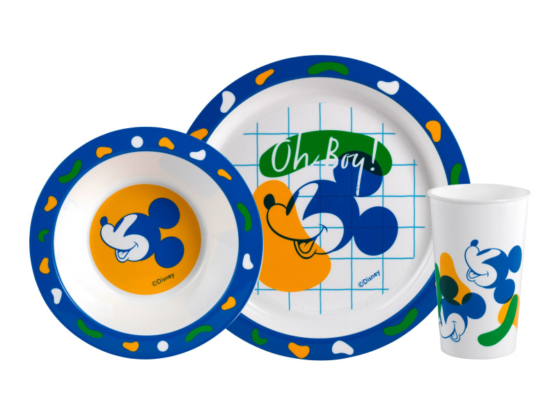 Dětský snídaňový set, 3dílný (Mickey Mouse)