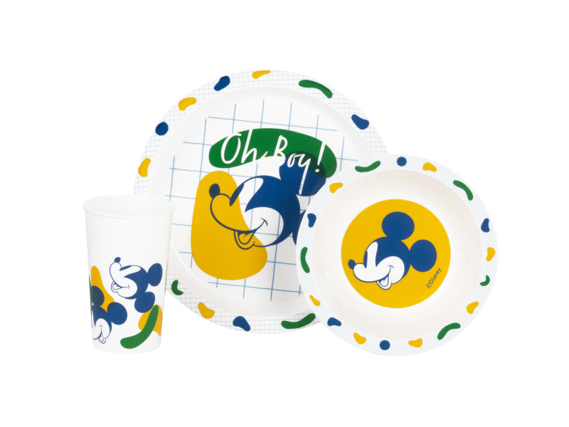 Dětský snídaňový set, 3dílný (Mickey Mouse)