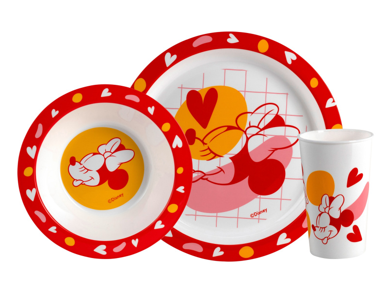 Dětský snídaňový set, 3dílný (Minnie Mouse)