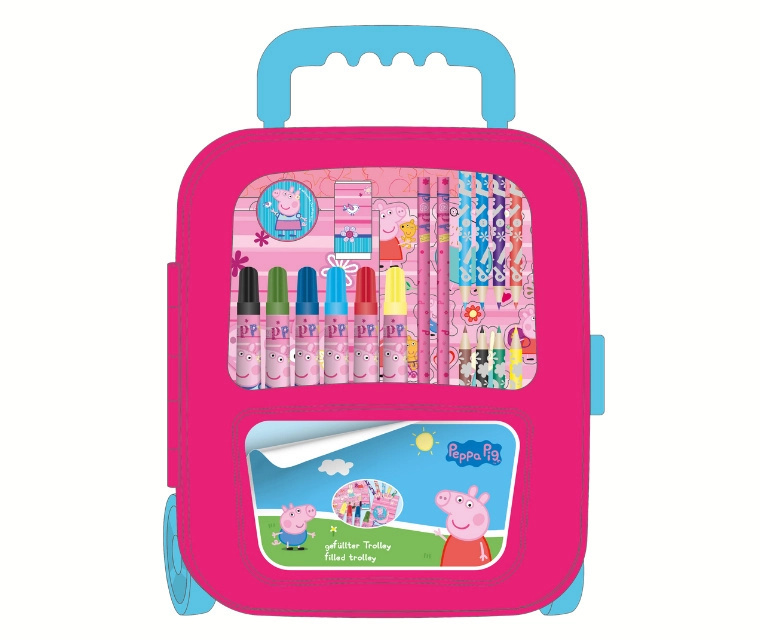 Růžový výtvarný kufřík na kolečkách PEPPA PIG pro děti