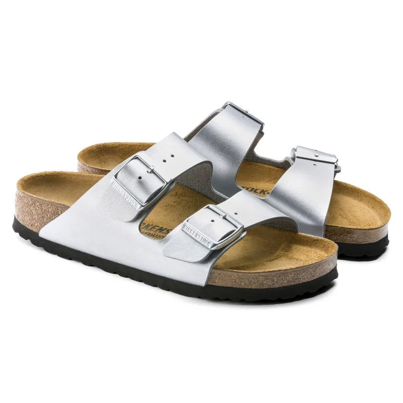Dámské stříbrné žabky Birkenstock Arizona Birko-Flor Silver regular wide (1012282) 40