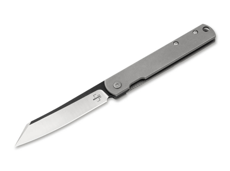 Böker Plus Zenshin kapesní nůž 7,5 cm Stonewash z nerezové oceli se sponou