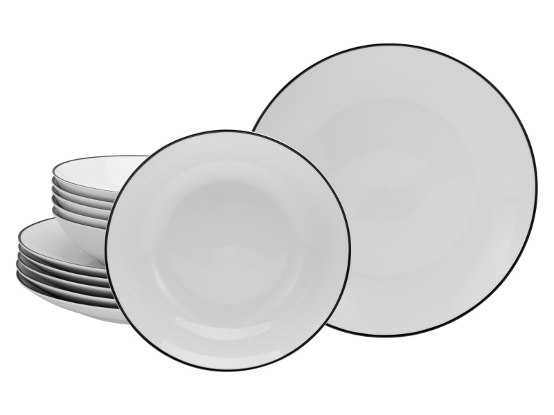 Creatable Jídelní servis Luna Black Line (12dílný jídelní servis)