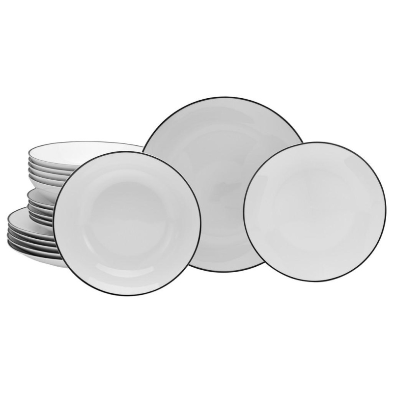Creatable Jídelní servis Luna Black Line, 18dílná sada