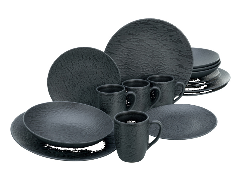 Creatable Jídelní servis Schiefer Black (16dílný kombinovaný servis)