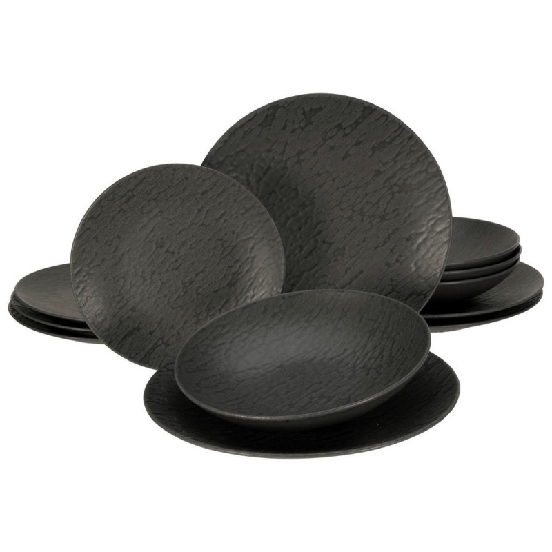 Creatable Jídelní servis Schiefer Black (12dílná sada talířů)