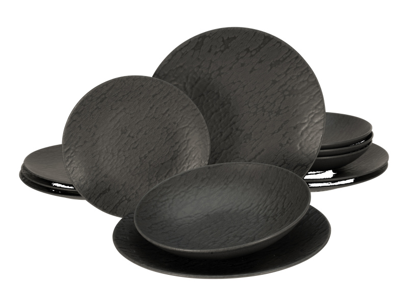 Creatable Jídelní servis Schiefer Black (12dílná sada talířů)