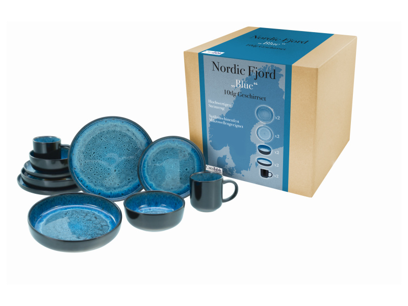 Creatable Sada nádobí Nordic Fjord (10dílný kombinovaný servis, modrá)